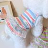Puppy Summer Clothes Pet Outfit Lace Striped Dog Dress Cat Vest Chihuahua Bichon Yorkie Suspenders Skirt Cute Female Dog Tshirt
