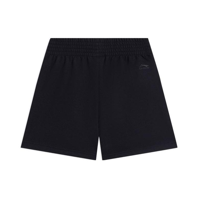 Li Ning Sports Trend Series Color Block Striped Logo Embroidered Straight Leg Sports Shorts Women Shorts Black AKSS772-1