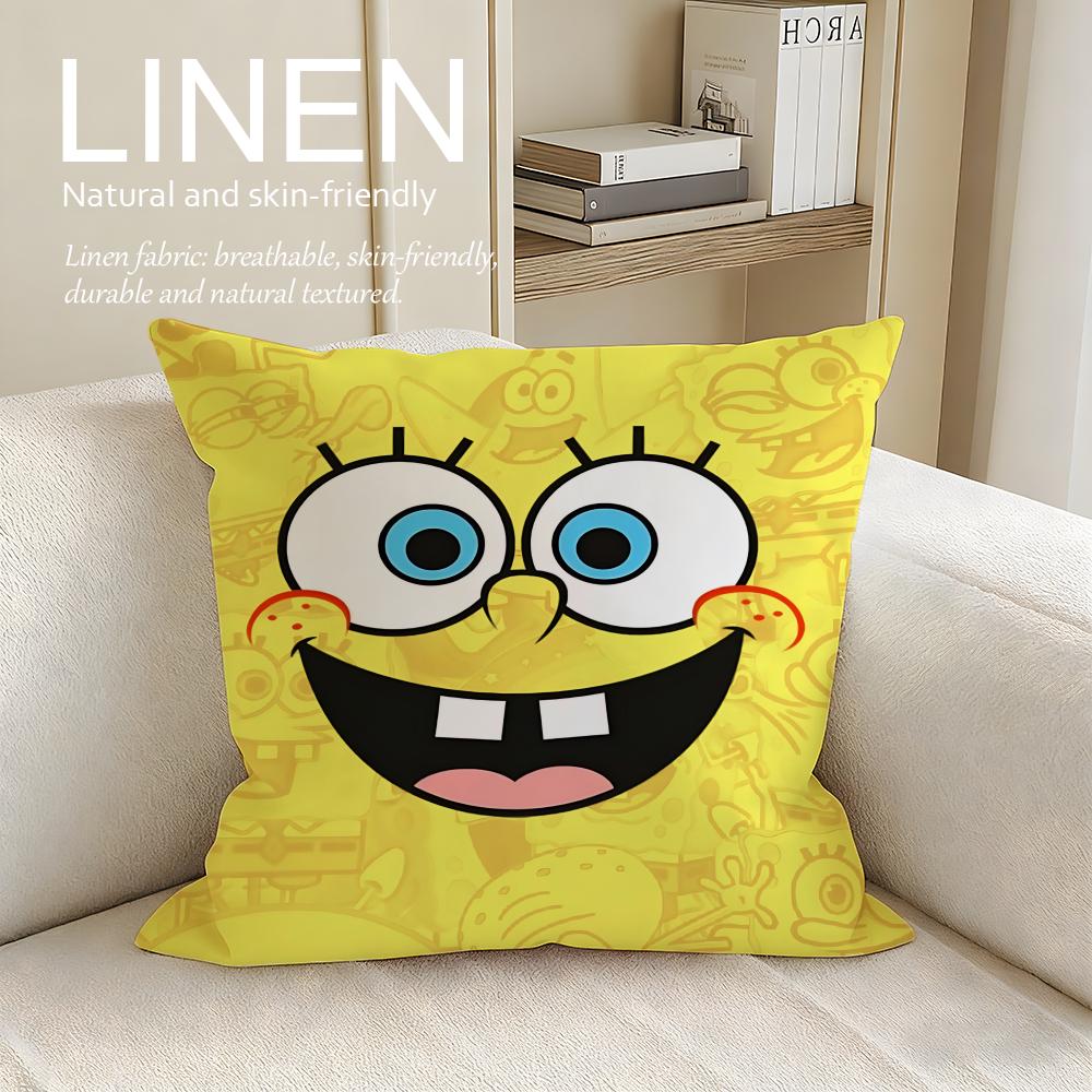 Cute Yellow Sponge Guy Cushion Cover Pillowcase Set Pcs x x Breathable Washable Sofa Cushion Cover