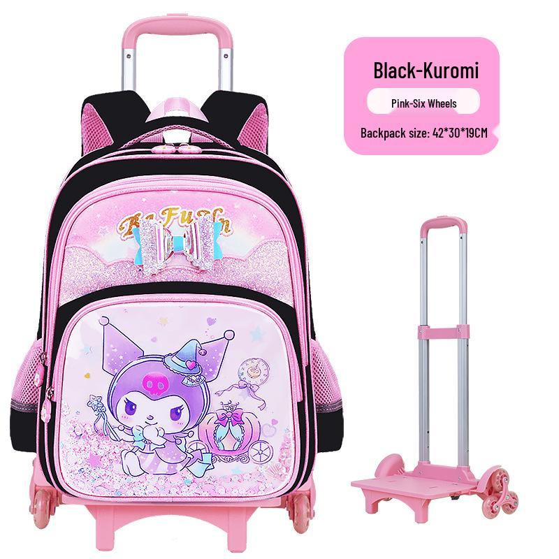 Lightweight Trolley Schoolbag for Primary School Girls - Large Capacity Backpack for Grades 1-6