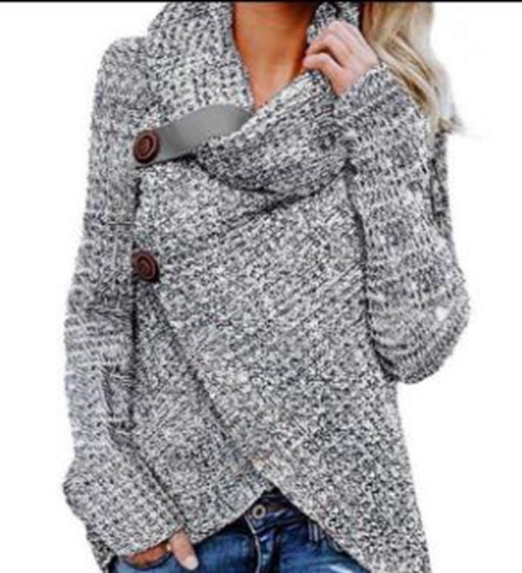 Casual Solid Knit Sweater Ladies V Neck Crew Neck Warm Daily Long Sleeve Blouse