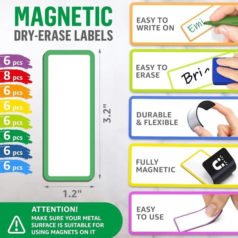 5/50 Stück Magnetische Etiketten Aufkleber Wiederverwendbar Haus Kühlschrank Aufkleber Whiteboard Magnet Etiketten Büro Schule Whiteboard Display Aufkleber