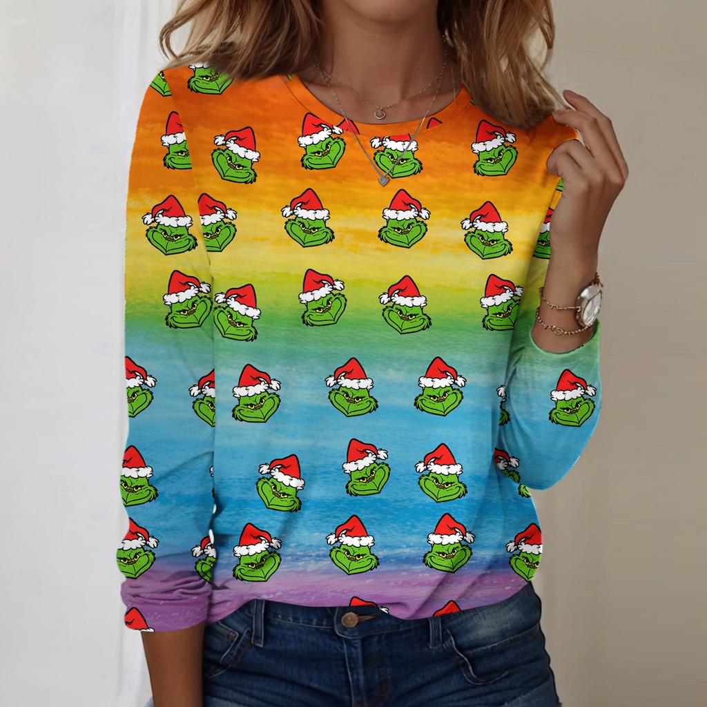 Košile s dlouhým rukávem pro ženy Roztomilý potisk Grafika Trička Halenky Běžné Velikosti Zásadní topy Pulovr