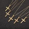 Nidin New Arrival Retro Column Shape Cross Pendant Necklace For Female Male Irregular Geometric Shine Zircon Jewelry Accessories