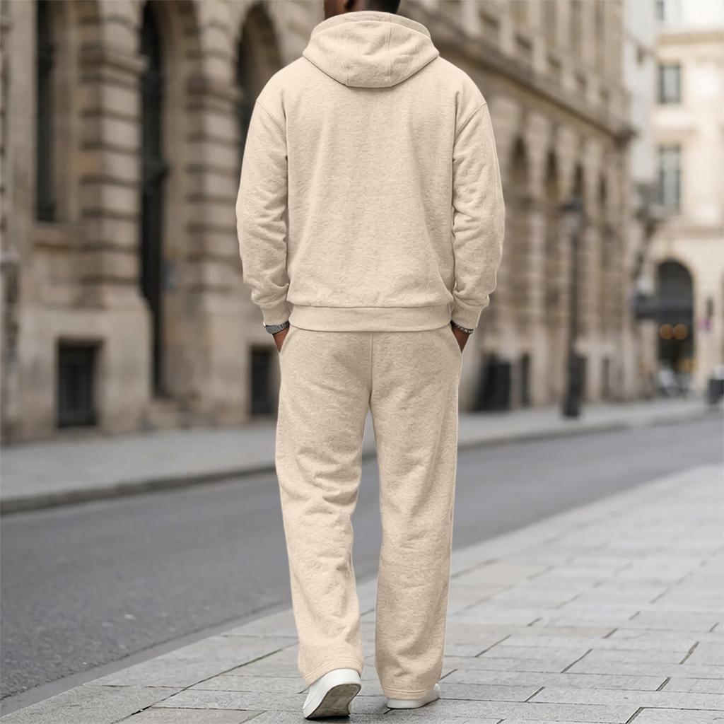 Men's Loose Fit Hooded Tracksuit Set with Straight Leg Pants for Fall Winter