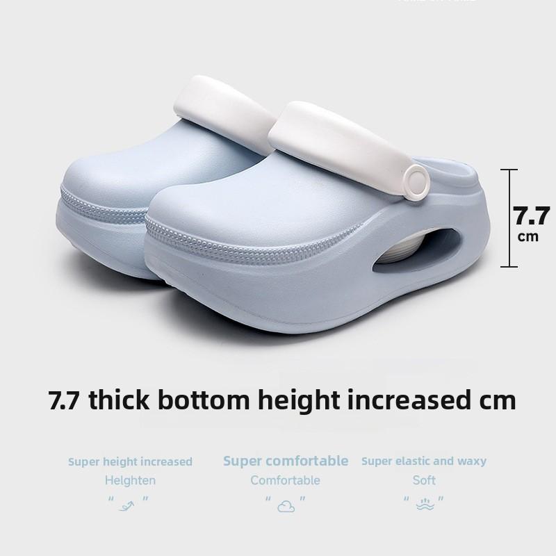 7,7 cm tjocka sulor höjdökande hålskor för kvinnor, halkfria tjocka EVA-tofflor för utomhusbruk, andningsbara på sommaren
