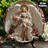 Vintage Angel Flower Metal Poster Wall Decor 8x8 Inch Round