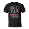 Unipecio Women'S Retirement Party T-Shirt | Funny Italian Vip Saying "Sono Una Veccia In Pensione" Black with Pink Lettering, Casual Crew Neck,