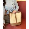 Cowhide Handbag Leather Bag Generation Contrasting Color Splicing Shoulder Bag Large-capacity Commuter Bucket Bag OEM