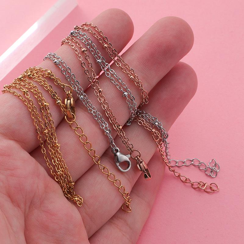 Stainless Steel Double-Layer Bead Chain Anklet - European & American Style