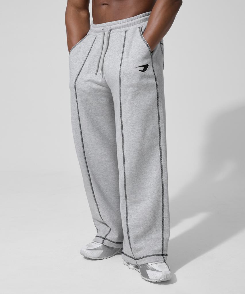 DRIX Overlock Stitch Sweat Wide Pants_Melange Gray