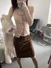 American Retro High-Waisted Elegant Slit Skirt for Women - Autumn/Winter Slimming Fashion