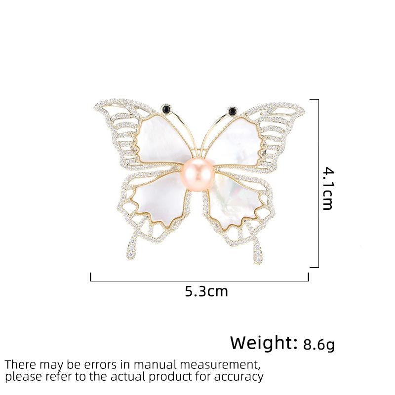 Women's Light Luxury Design Elegant Imitation Pearl Hollow Butterfly Brooch Fashionable Versatile Niche Design Brooch