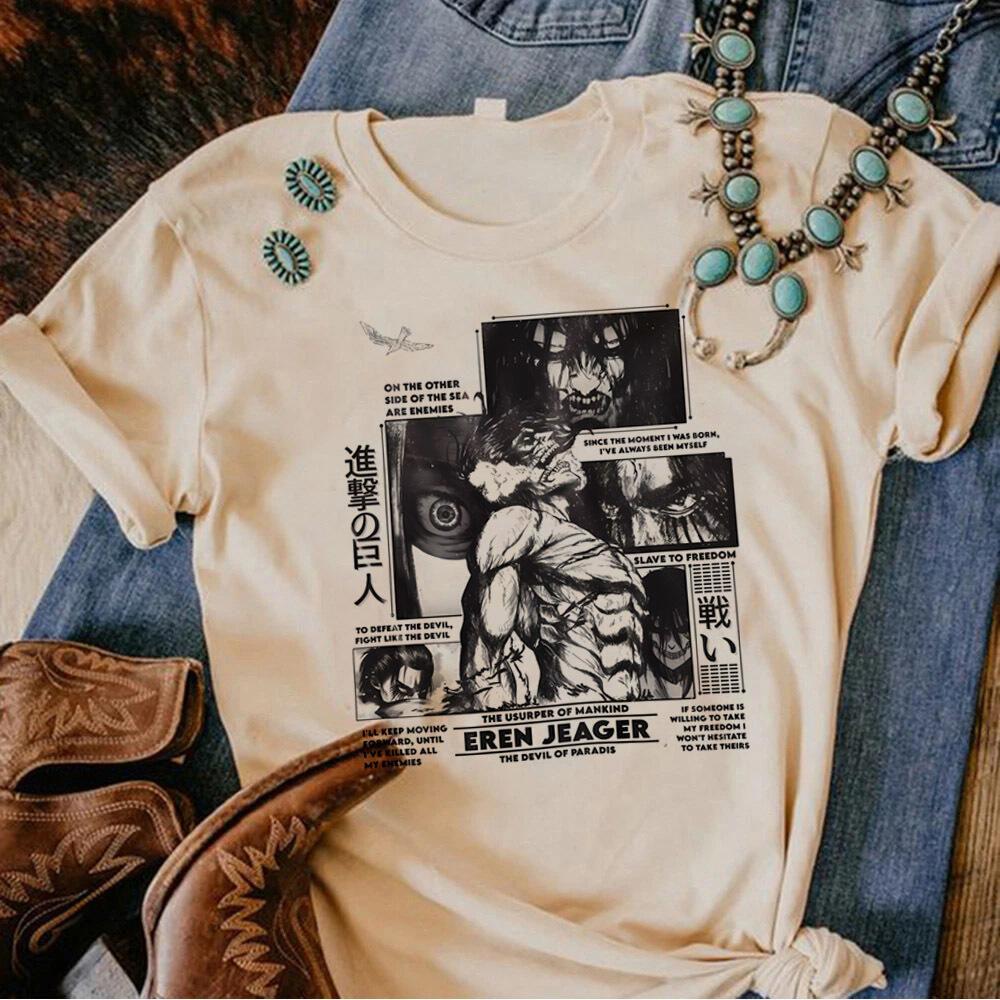 Attack on Titan t shirt teen Y2k Comfortable Colorful kawaii Pastel shirt Colorful University harajuku Pastel graphic S