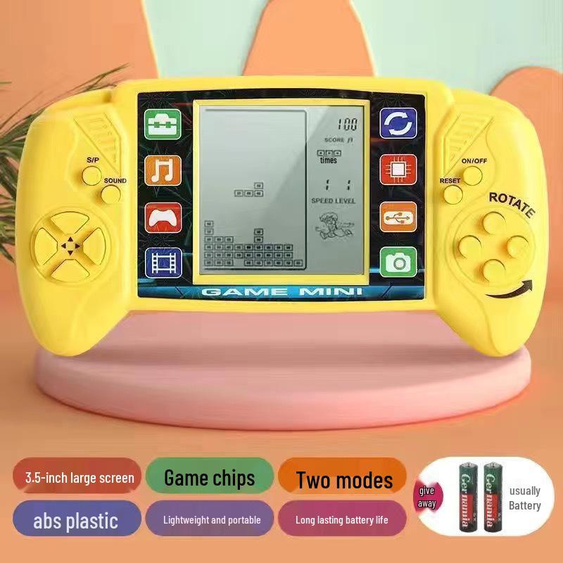 Nostalgic Retro Russian Tetris Handheld Game Console with Large Screen for Children's Play.