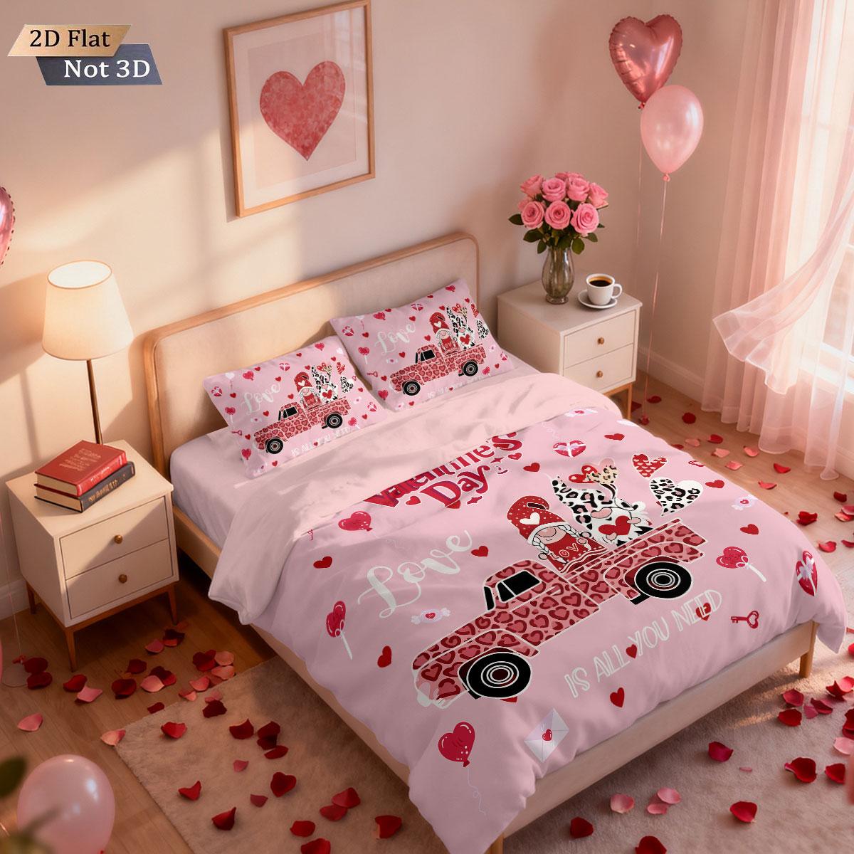 

3pc Valentine s Day leopard print car print coreless duvet cover set multi size bedroom dormitory bedding holiday decoration EU Single(135*200cm)3pcs