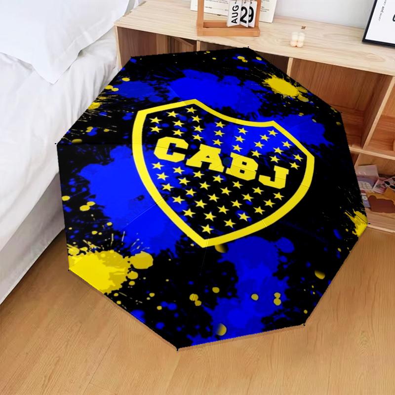 1 Stück Boca Juniors Fußballverein Design Regenschirm Faltbarer Regenschirm, Automatischer Regenschirm 8-Rippen für Reisen, Camping Fan Geschenke Weihnachtsgeschenke