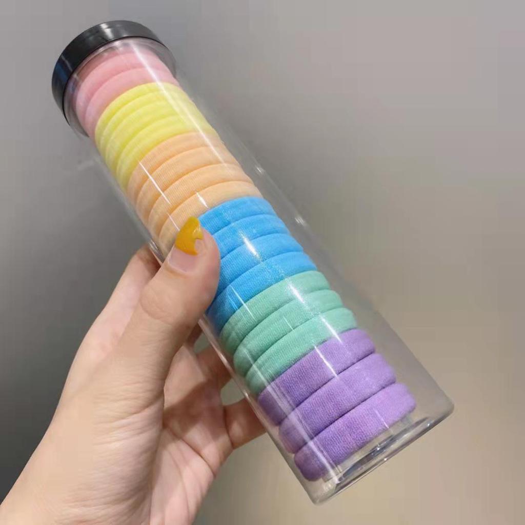 24 Non-Damaging Elastic Hair Ties In Sweet Candy Colors - High Ponytail Bands and Hair Accessories