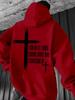 Christian Scripture Hoodie for Men Philippians 4:13 Cross Design Black Casual Pullover Hooded Sweatshirt Hip Hop Streetwear Top