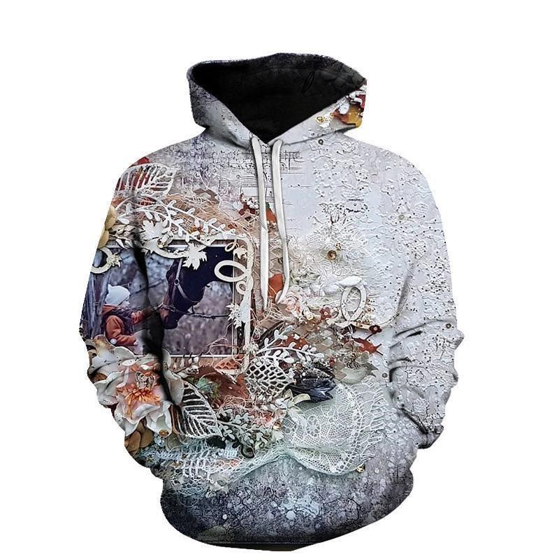 

Толстовка з фотоальбомом із 3D-друком для чоловіків Світшот із візерунком із зрощеним листям, повсякденний пуловер, вільні толстовки, топи з довгими рукавами 6XL