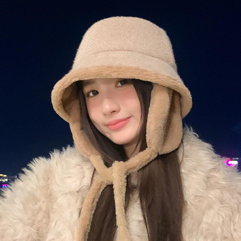 Velvet Thickened Warmth Lei Feng Hat Outdoor Cycling Windproof Ear Protection Hat Japanese Casual Big Head Surround Head Hat