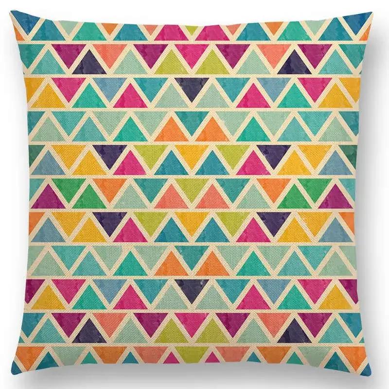 Kolorowe Kwiaty Liście Kropki Poszewka na Poduszkę na Sofę Gwiazdy Fale Wzór Geometryczny Pastelowe Trójkąty Diament Tęcza Poszewka na Poduszkę