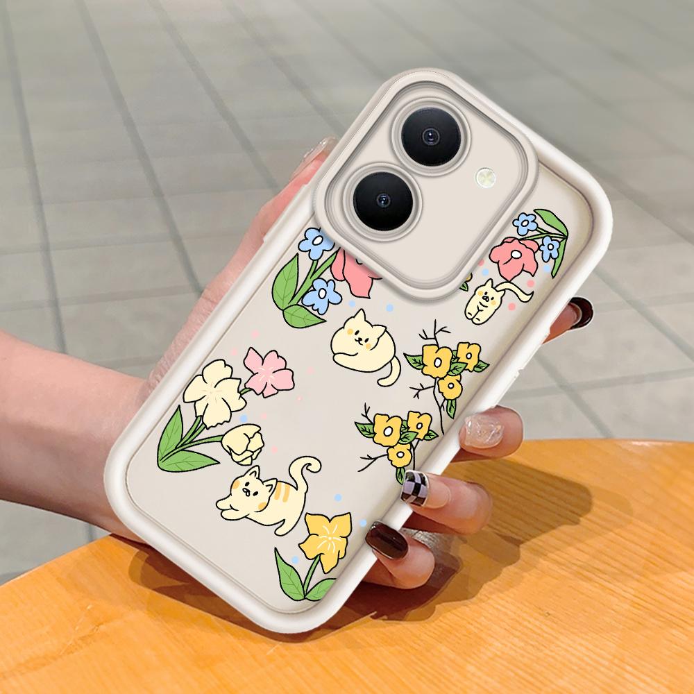 Soft Silicone Square Ladder Printing Pattern Phone Casing Full Cover Camera Shockproof Protection Rubber Case for Vivo