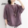 Summer Casual T-shirt Women O-Neck 3/4 Batwing Sleeve Pullover Blouse Tops Solid Color Loose Fit Streetwear Shirt