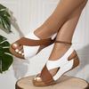 Women's Breathable Color Wedge Sandals, Peep Toe Slingback Soft Sole Shoes, Comfy Outdoor Summer Sandals