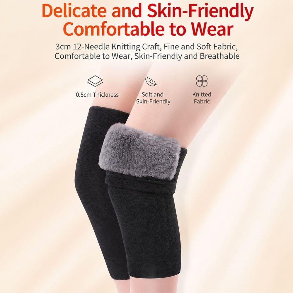 Faux Rabbit Fur Thermal Knee Sleeves Elastic Knit Fleece Knee Pads Knee Warmers  Outdoor Activities