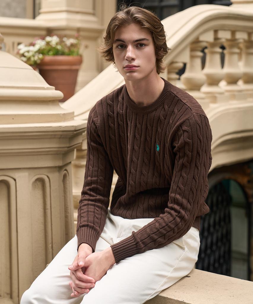 USPOLOASSN Cable Round Knit_Brown