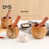 1 Set Garlic Mortar Eco-friendly High Durability Wood Manual Garlic Press Crusher Mortar Set
