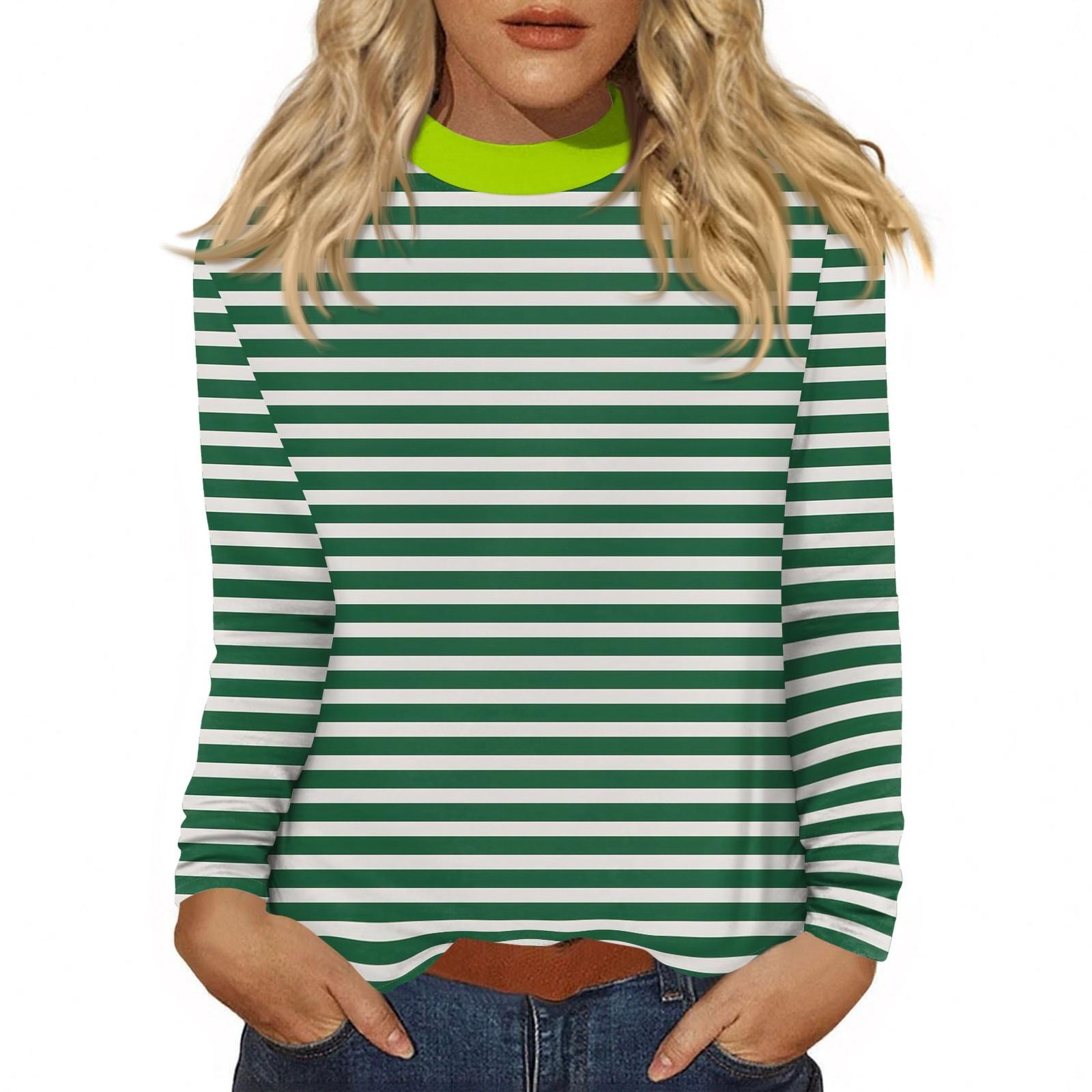 

Женский повседневный топ с длинным рукавом и средним воротником M зелёный