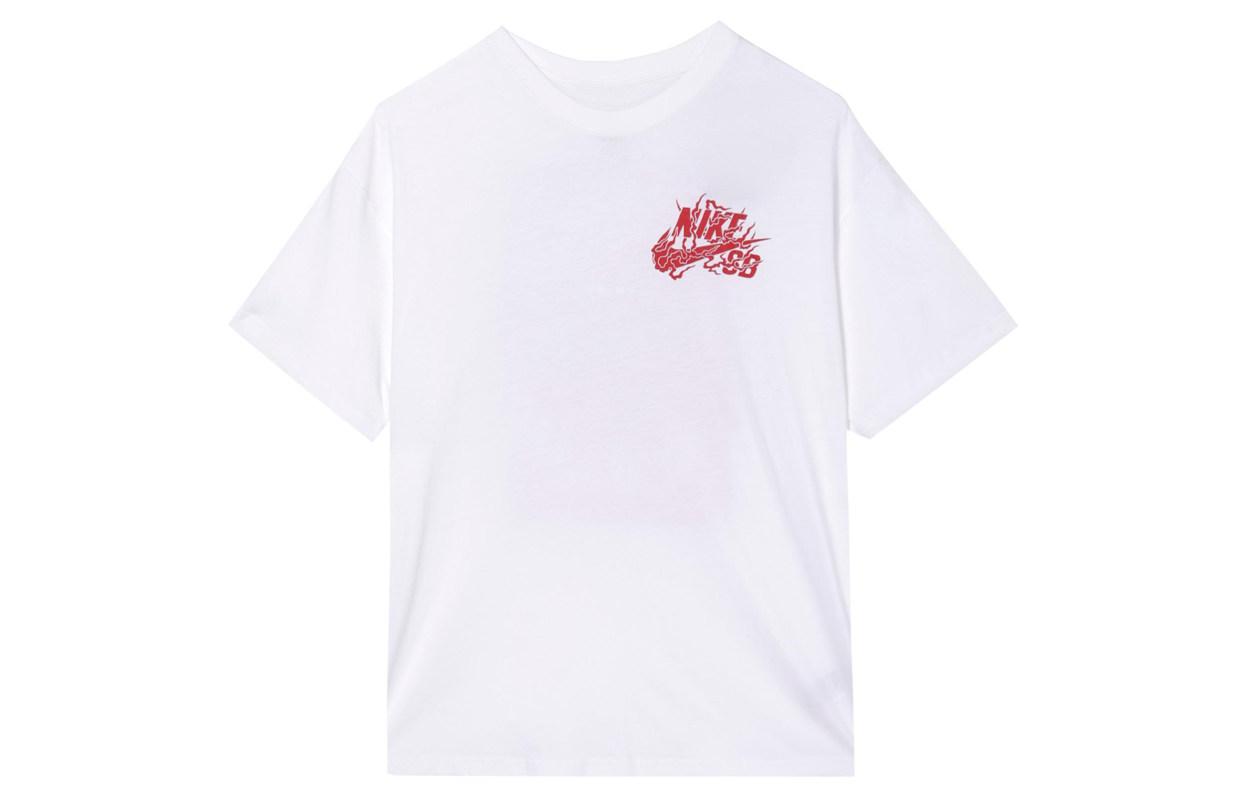 

Nike T Shirts Men s White Crew Neck Moderate Straight Fit FQ3720-101 M