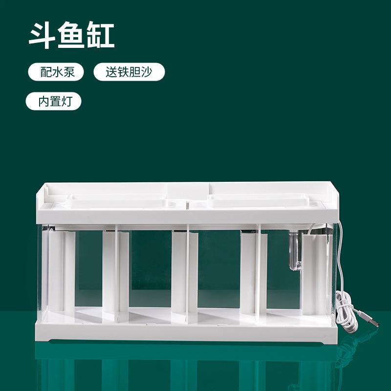 კრეატიული აკრილის მაგიდის ეკოლოგიური თევზის ავზი ფილტრით, არ საჭიროებს წყლის გაცვლას და სპეციალური საიზოლაციო ვედრო თევზის ავზი შუქით