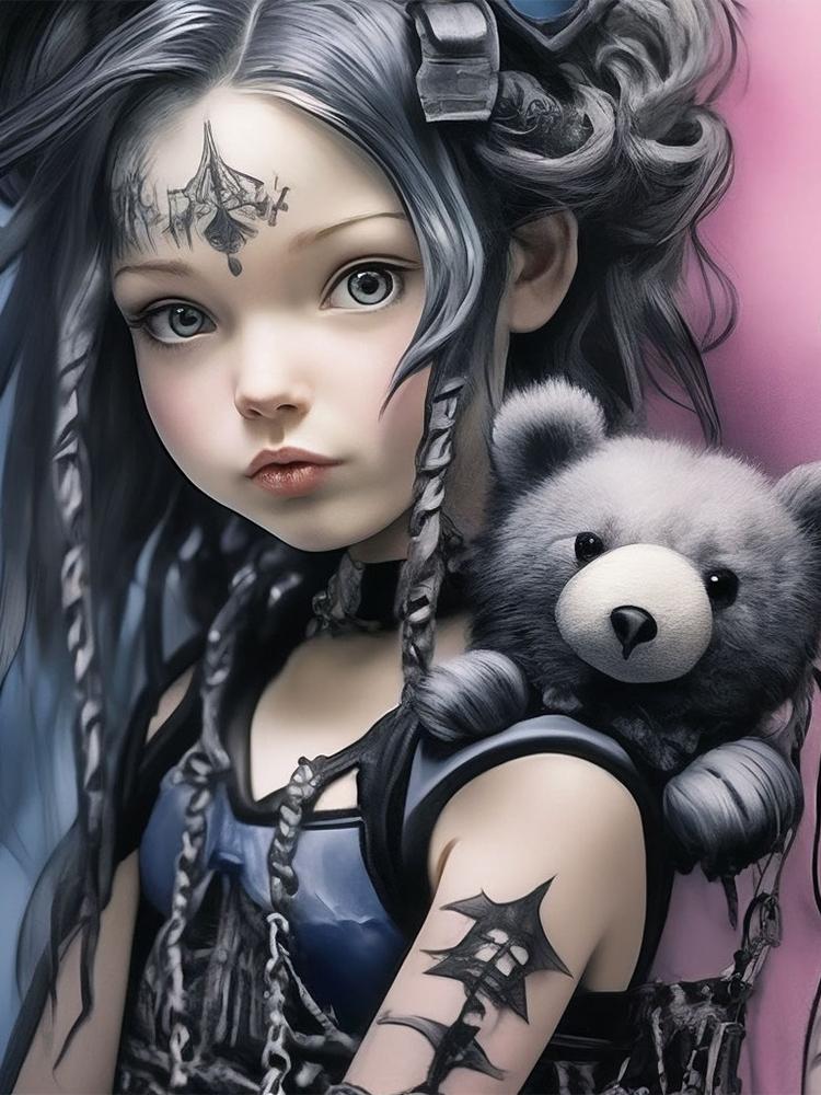 5DDIYGothic Cartoon Girl Diamond Mosaic Square Round Diamond Painting New 2024 Cartoon Fairy Halloween Gift Home Decoration