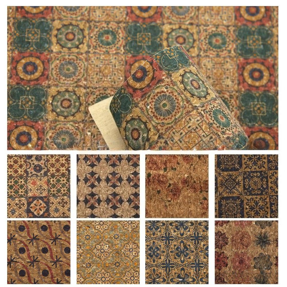 Wood Grain PU Leather Sheet 20x33cm, Cork Touch Faux Leather for DIY Crafts and Decorative Projects