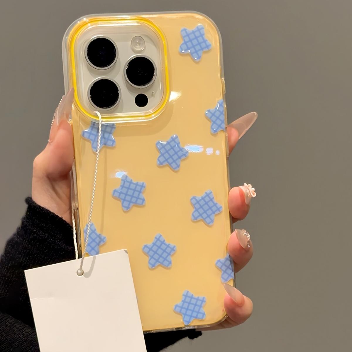 

Colorful Stars Simple Candy Colored Plain Phone Case for iPhone 16 15 14 Plus 13 12 11 Pro Max Acrylic Silicone Shockproof Cover iPhone 12 Pro жовтий