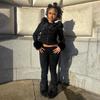 2025 Fall/Winter European Furry Hoodie & Rhinestone Sweatpants Set