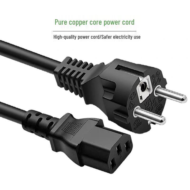 European Standard 3-Core Power Cord, 0.75mm², 1.5m, C13 Connector, Pure Copper.