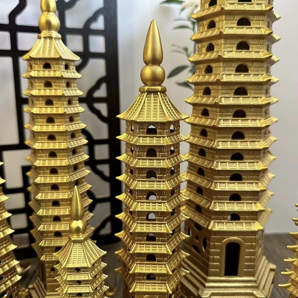Brass 13-Level Wenchang Tower Ornament: Chinese Copper Tower Gift for Home, Colleagues, and Kids
