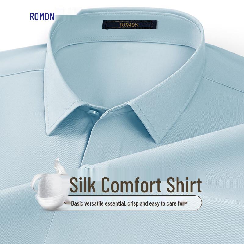 Romon Men s Silk Blend Wrinkle-Resistant Long Sleeve Shirt 41