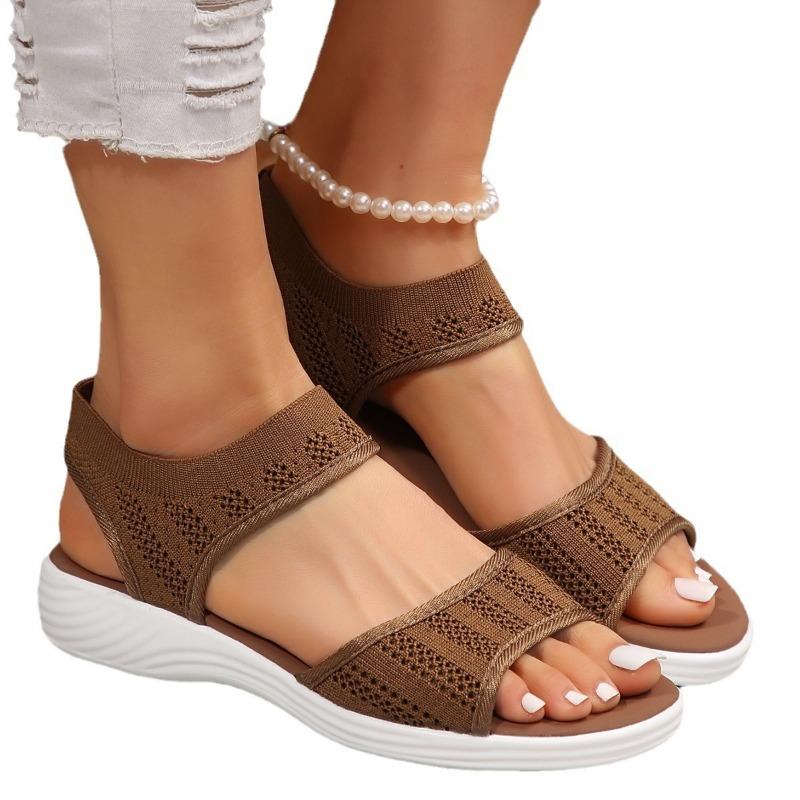 Large size casual foot cover fashion sandals women's new sports one-word fabric flat-bottomed fish mouth shoes