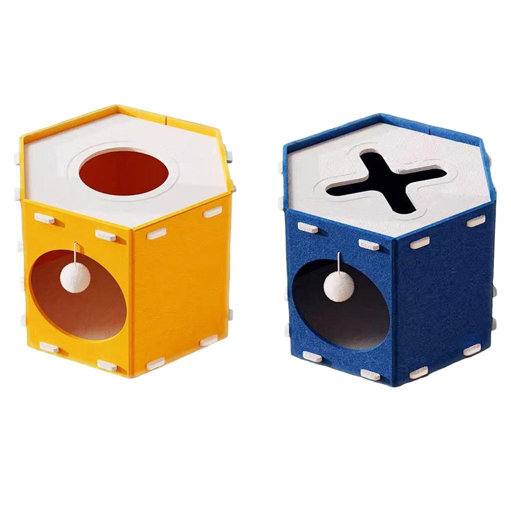 Felt Cat House for Small Medium Large Cats Peephole with Ball Hanging Furniture Kitten Cave Tunnel Extra Large Scratch Resistant