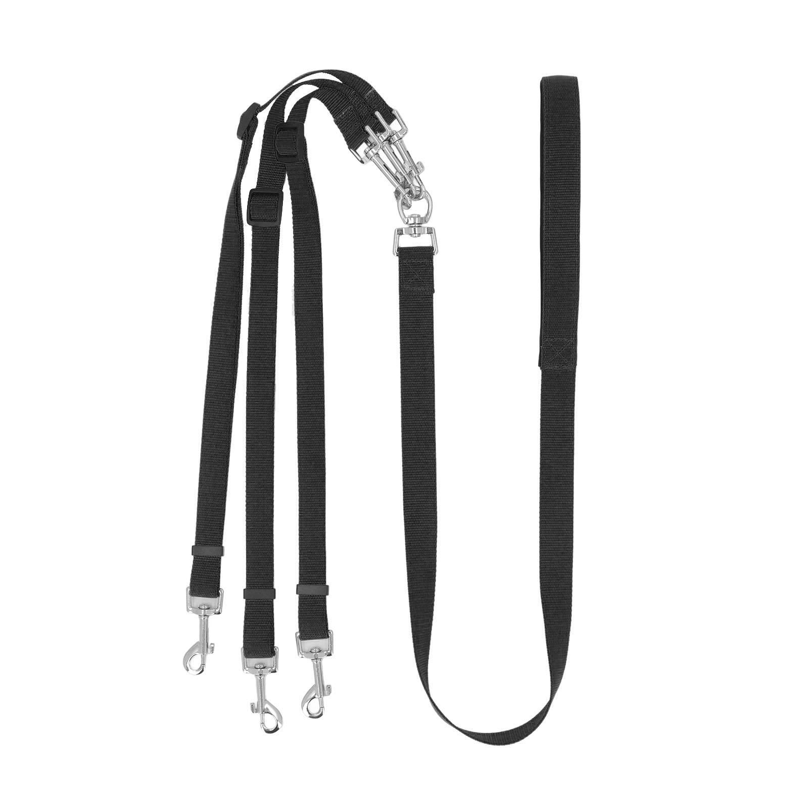

3 Way Dog Leash Multipurpose Thickened Nylon Detachable Adjustable Nylon Dog Coupler Leash with Padded Handle for чёрный