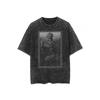 European Sizes Men's T-Shirt - Vintage Washed Tee Suitable for Goth Clothing, Loose Fit Round Neck Shirt with Manga Character Print, Casual Wear