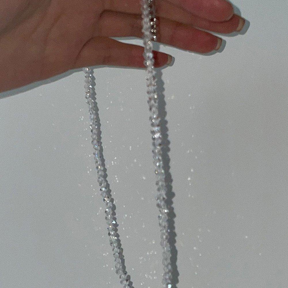 EYE White Clear Crystal Bead Choker Necklace