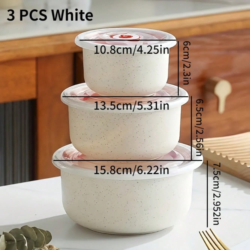 

3pcs/Set Bowl Vegetable Fruit Fresh-Keeping Box Dry Food Storage Safe Suitable School Canteen Camping Picnic Kitchen Supplies белый
