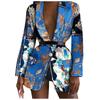 Women Fashion Long Sleeve Print Color Coat Open Front  Suit Jacket