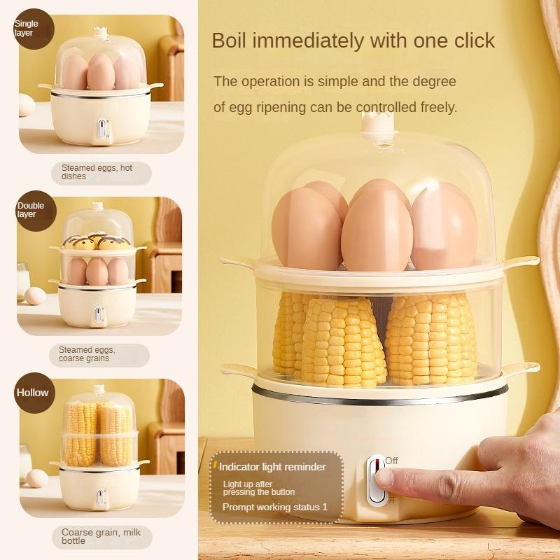220V Single/Double Layer Electric Egg Steamer Multi Egg Boiler Food Steaming Cooker Multi Cooker Pot for Breakfast